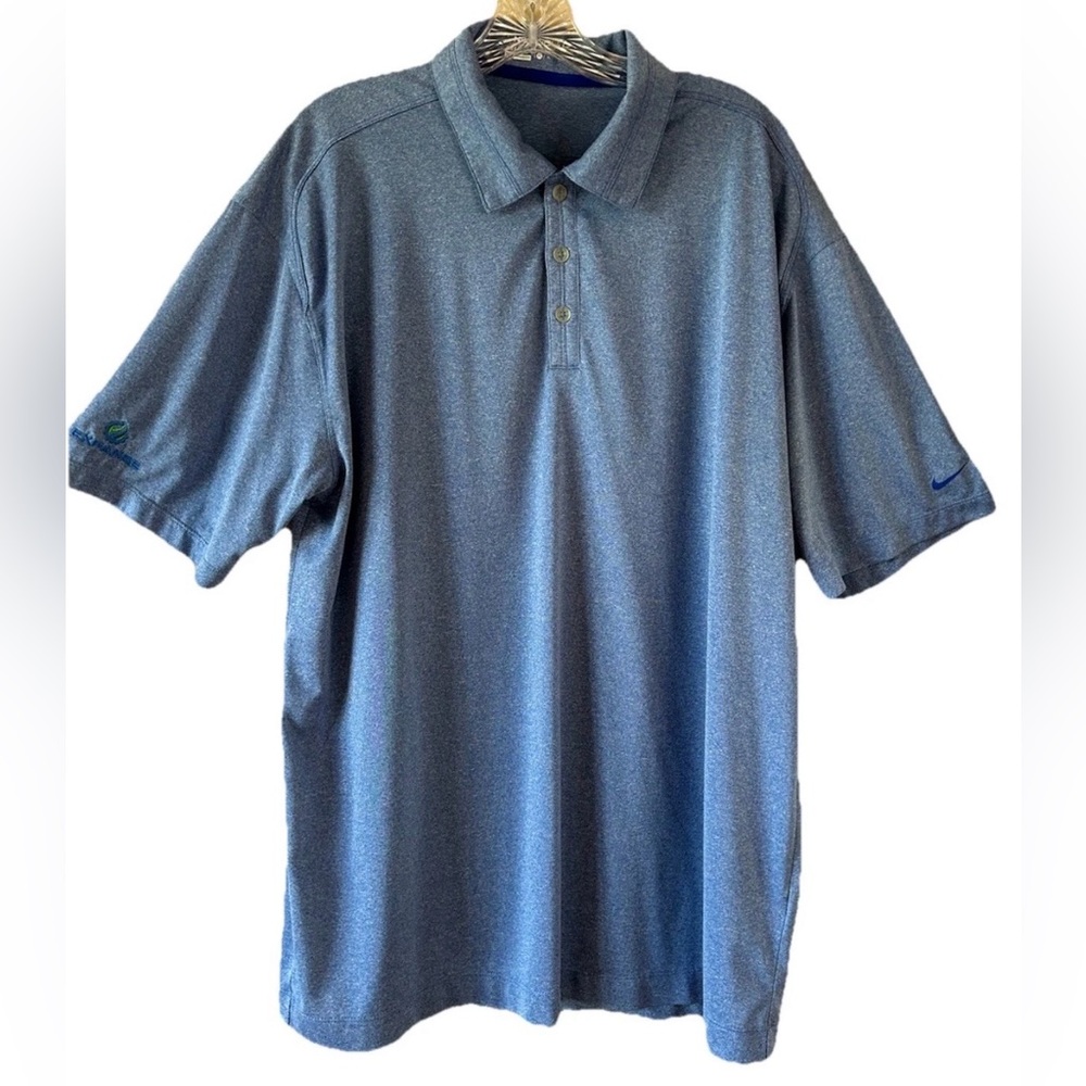 Nike Golf Dri-Fit Men's Polo Short Sleeve Shirt Size XL, Blue, Expanse Logo, EUC